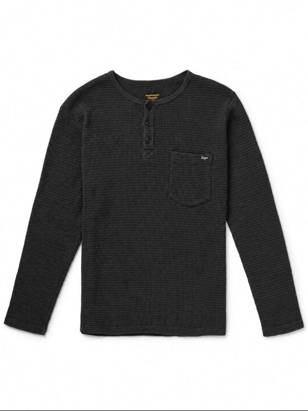 Seager Long Sleeve Henley Waffle Knit Shirt - Charcoal - Picture 2 of 7